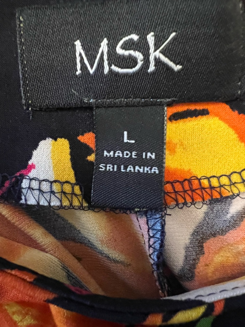 MSK Black Floral Print Dress with Orange and Yellow Accents - Picture 3 of 4